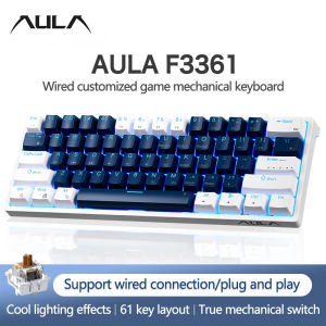 AULA | F3361 Wired Mechanical Keyboard 61 Keys Hot Swappable RGB Backlit PBT Keycaps Compact Gaming Keyboard for PC and Laptop