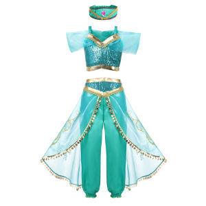 Hoa Nhài Đầm Công Chúa Bé Gái Trang Phục Aladdin Đèn Thần Giả Tưởng Bầu Với Top Quần Cho Tiệc Sinh Nhật Halloween 4-6Y