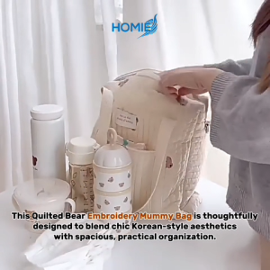 Korean Embroidery Carton Mummy Bag /  Lightweight Durable Storage Portable Travel Crossbody Mum Bags