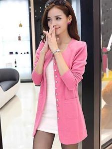 เสื้อคาร์ดิแกนทรงสลิมฟิตสำหรับผู้หญิง แขนยาว ปกติ ฤดูใบไม้ผลิและฤดูใบไม้ร่วง สไตล์สตรีท แฟชั่น เสื้อคลุมกันหนาว