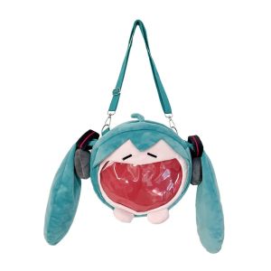 Bandai | Hatsune Miku Shoulder Bag Backpack Cute Anime Plush Cartoon Kawaii Knapsack Student Bag Packet For Gifts Toys.