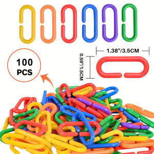 100/200/300pcs Plastic C Clips Hooks Chain Links - Interchangeable Rainbow C-Links for Pet Parrot Parakeets Rat Sugar Glider Sma