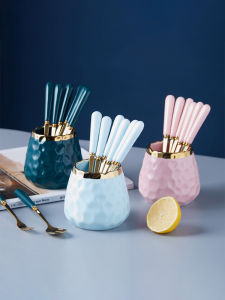 Nordic Minimalist Luxury Ceramic Storage Jar Set Creative Fruit Fork/Spoon Stainless Steel Knife/Spoon Home Use Dining Utensils