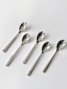Vv Home Use Stainless Steel Dessert Spoon Handmade Coffee Spoon Dining Utensils Afternoon Tea Sweet Spoon Metal Material