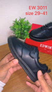 EDWIN PRIMARY BLACK SCHOOL SHOES STRAP FULL PVC WATER RESISTANT EW3011