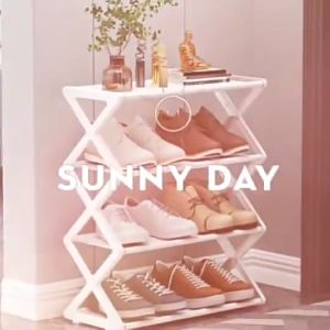 4 Layer Creative X-shaped shoe rack simple shoe rack stainless steel Non-Woven Fabric waterproof dust-proof Home Decor