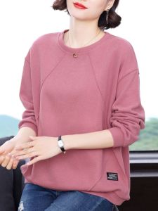 Ladieswear Casual Sweatshirt Female 100.00kg Loose Plus Size Cotton Spring and Autumn Clothing 2023 New Arrival Middle-Aged and Elderly Western Style Top