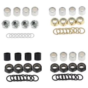 16pcs/Set Skateboard Bearing Spacers Speed Washers Nuts Set Black/Golden