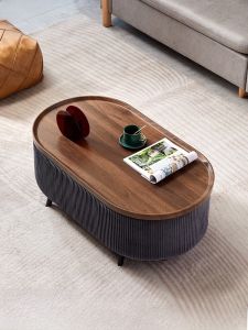 Modern Minimalist Soft Padded Storage Coffee Table Living Room Home Use round Sofa Side Table Art Style Artificial Board Furniture