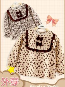 เสื้อคลุมเด็กผู้หญิง กันน้ำ กันเปื้อน ชุดกินข้าว แขนยาว คอโปโล ทรงหลวม คอตตอนผสมโพลีเอสเตอร์ ฤดูใบไม้ร่วง 2023