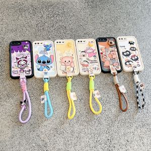 Cute Cartoon Casing OPPO Reno13 Reno12 Pro F 4G 5G Phone Case New Design Kuromi Capybara Butter Bear Shin-chan Leather Lens Protection Silicone Shockproof Soft Cover with Lanyard