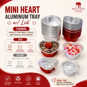 (50100pcs) 100ML Mini Heart Pan w/ Lid 3.1"x3.5"x1.1"