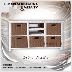 LEMARI RAK LACI 6 SET BOX MINI WARNA WARNI ROTAN SINTETIS MURAH / MEJA TV DVD DAN  PS  / PENYIMPANAN BAJU ANYAMAN / TEMPAT BERKAS MINIMALIS TERMURAH 2023