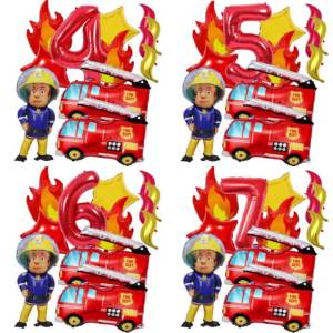 Hasbro | Fireman Sam Firefighter Theme Balloon Fire Truck Design Birthday Decor Helicopter Balloon Foil Balloon for Birthday Party