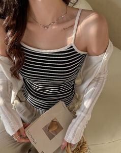 Daily Casual Slim Camisole Korean Summer Fashion Vest Comfortable Soft Commute Womens Clothing Stripe All-Match Street Tank Top