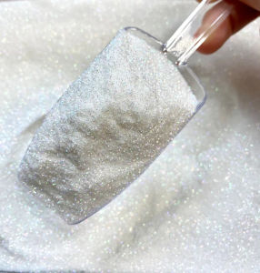 50 กรัม/ถุงสีขาว Iridescent Powder เล็บ Glitter 0.2mm Ultra Fine Glitter ฝุ่น Holographic Rainbow Chrome Pigment Iridescent Glitter
