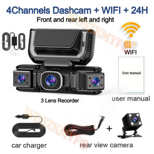 360° DashCam for Car WIFI Video Recorder 4 Lens 1080P Car DVR With 24H Parking Monitor Mode Front Right With Rear View Camera