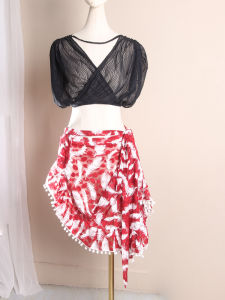 Áo Lưới Tay Rộng Màu Đen Ren Luyện Tập Váy Dài Hoa Cho Phụ Nữ Khiêu Vũ Bụng Áo Tập Luyện Thể Thao Và Quần Áo Biểu Diễn