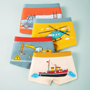 Children Underwear Cotton Soft Breathable Fun Fire Truck Engineering Vehicle Helicopter Ship Kid Clothes Boxers Panties For Boys