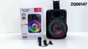 ZQS-8147 TWS Wireless Bluetooth V5.3 Portable Speaker Super Bass LED Light FM Radio Outdoor Party Karaoke Speaker