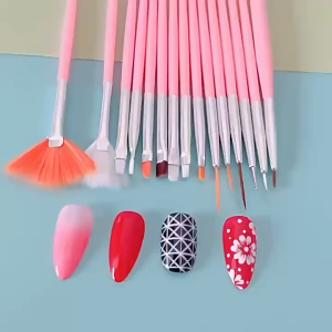 ชุดแปรงแต่งเล็บ ทำเฉดสีไล่สีระบายสี วาดลวดลายเส้น ศิลปะขั้นสูง 15 ชิ้น