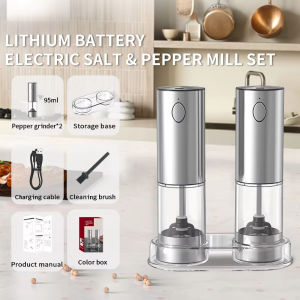 Kitchen Electric Pepper Grinder USB Powered Salt or Pepper Automatic Grinder with LED Light | Electric Pepper Grinder|Pepper Grinder | R1set2