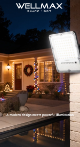 WELLMAX Solar Light Outdoor Waterproof Flood Light With Solar Panel & Remote 6500K Daylight Guardian Series Floodlight