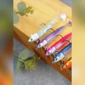 TAIYU Jig Head Soft Fishing Lures 21g T-tail Silicone Lure Wobblers Metal Spinner Spoon Bait For Pike Trout Bass Fishing Tackle