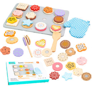 Wooden Cookie Play Food Set for Kids Kitchen Accessories Food Toys Pretend Play Slice and Bake Gift Toddler Learning Toys
