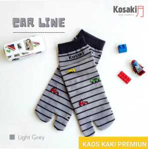 Kaos Kaki Anak Laki-laki Motif Kosakids CAR LINE Kaos Kaki Premium Jempol Motif Dobel Tumit Dobel Nylon-Light Grey