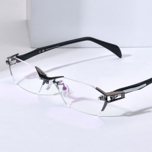 FONEX Pure Titanium Glasses Men Brane Design Frameless Rimless Square Eyeglasses Frames Business Ultralight Korean Japanese Custom Optical Eyewear T1141