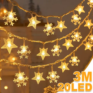 Christmas Tree Snowflake LED String Lights Xmas Tree Decor Fairy Lighting Strings Pendant Ornaments For Home Party New Year 2024