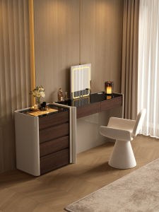 Italian Minimalist Adjustable Dressing Table and Jewelry Cabinet