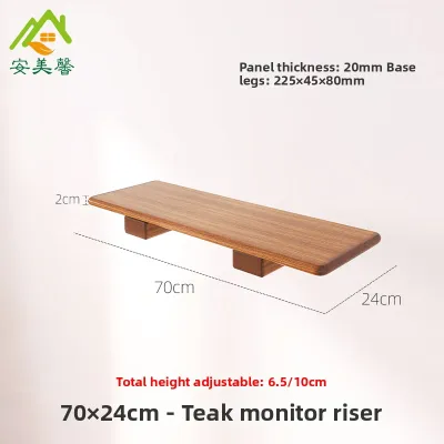 Pure Sapling Wood Computer Monitor Riser Solid Wood Extended Desktop Curved Display Screen Elevator TV Heightener