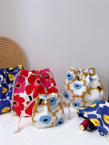 Japanese Cartoon Canvas Drawstring Storage Bag Sanitary Pads Organizer Bag Cosmetic Pouch Mini Coin Purse for Women