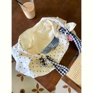 Large Capacity Polka Dot Canvas Crossbody Bag Womens Shoulder Tote Bag Fashionable Commuter Bag Young Womens Bag