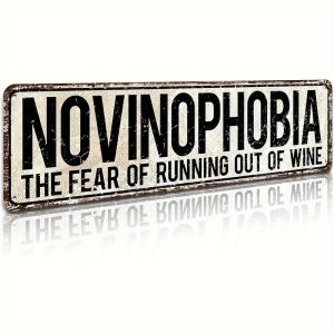 CIFbuy | Novinophobia Wine Bar Sign 2D Flat Rustic Home Wall Decor Funny Gift for Wine Lovers
