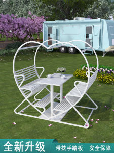 เก้าอี้บาร์รูปหัวใจกลางแจ้งโต๊ะที่นั่งอุปกรณ์ประกอบฉากการถ่ายภาพที่สร้างสรรค์ เรียบง่าย สวิงสไตล์ศิลปะสมัยใหม่ปรับแต่งเฟอร์นิเจอร์กลางแจ้ง
