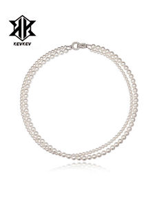 Double Layer Pearl Necklace Womens Simple Crossed Luxury Minimalist Clavicle Chain Fashion Jewelry Pearl Mother-of-Pearl