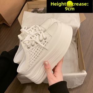 DINGMUYI | Leather Elevated Sole Platform Sneakers 8cm