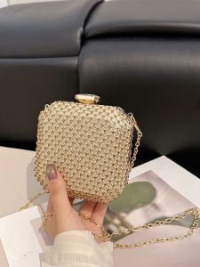 Fashionable Mini Diamond Embedded Clutch Bag Elegant Evening Dress Match Small Square Bag Chain Single Shoulder Slant Bag