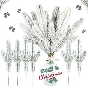 Artificial Christmas Pine Branches Snow Pines Needles Fake Plants Garland Decoration Xmas Tree Ornament for Home New Year Gift