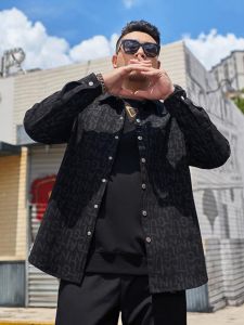 Fall and Winter Extra Large Size 150.00kg American Retro High Street Shirt Men Ins Street Trend Handsome Denim Coat Jacket