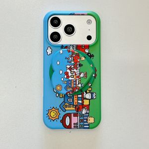 Sanrio | Cute Cartoon Amusement Park Sanrio KT Magnetic Stand Phone Case For iphone 17 16 15 Pro Max Wireless Charging Anti Drop Cover