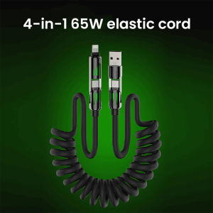 Bluewow 2 in 2 Retractable Spring Charging Cable Universal Super Charging Cable USB Type C Fast Charger Type-C Cable Data For Phone Phones Accessories 081