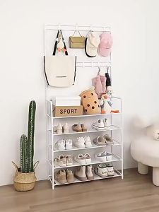 Rak Gantung Baju Stand Hanger Sepatu Penyimpanan Jaket Topi Rak Toilet Kloset 2 Tingkat Serbaguna