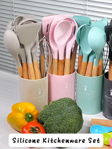 Nuvia Kitchen Utensil Set Silicone Cookware Set Kitchen Gadgets Silicone Cutlery Set Kitchen Tools With Storage Bucket