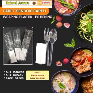 ( 1 PACK 50 PCS ) Sendok SET PLASTIK SEKALI PAKAI STERIL / CATERING SET PREMIUM WRAPP PLASTIK