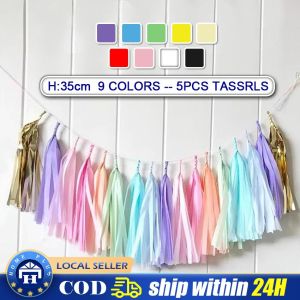 【Local Delivery】 Pastel Paper Tassel Garland Rainbow Unicorn Macaron Pastel Color Party Decor Baby Shower ZJJ-Paper-Tassel