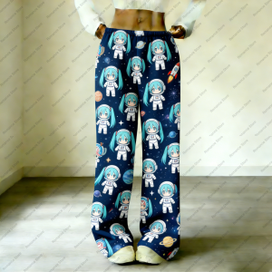 Bandai | Hatsune Miku Cute Plus Size Fashion loose Flannel Womens pajama pants cartoon prints for autumn winter 2026 Casual Trousers